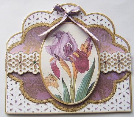 Iris Butterfly Em Anglaise Scalloped 3D Decoupage Card Kit by Davina Rundle