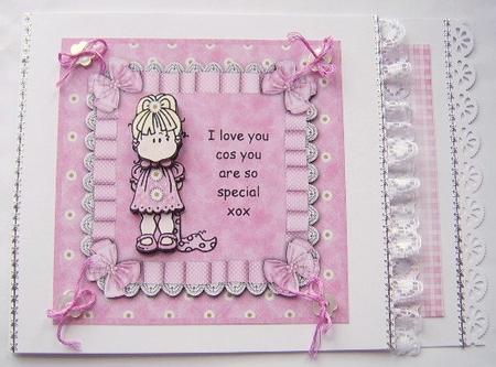 Daisy Girl 6x6 Card Front with Decoupage by Davina Rundle