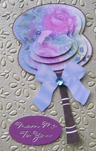 Blue Painted Roses Oriental 3D Hand Fan Topper by Davina Rundle