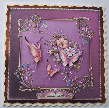 Bejewelled Butterflies 3 Square Card Front with Step by Step by Davina Rundle