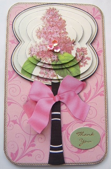 Lilac Oriental Hand Fan Card by Davina Rundle