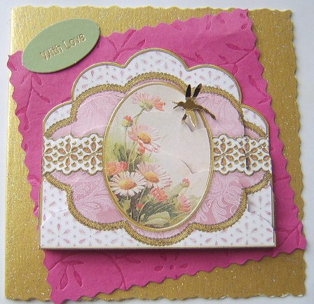Peach Daisies Em Anglaise Scallop Bottom Stacker by Davina Rundle