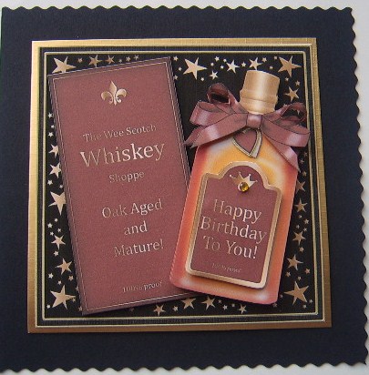 Birthday Whisky Quick Card with 3D Decoupage by Davina Rundle