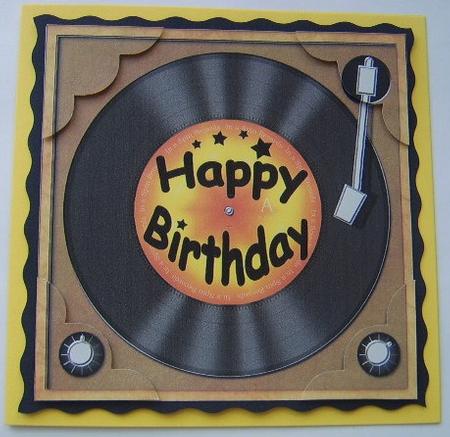 8 x 8 Happy Birthday Record Scalloped corner Topper by Davina Rundle