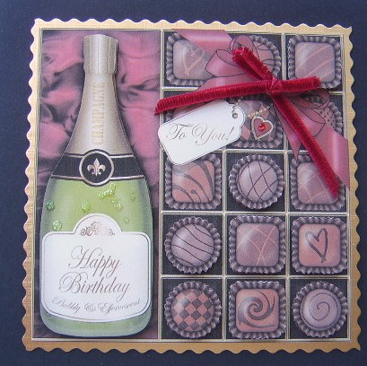 Birthday Champers Quick Card with 3D Decoupage by Davina Rundle