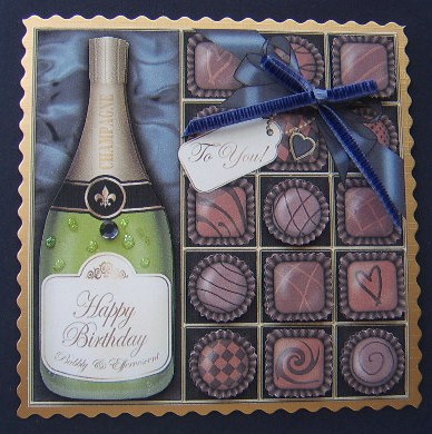 Birthday Champers Quick Card with 3D Decoupage by Davina Rundle