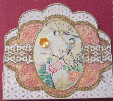 Oriental Birds 1 Anglaise Scallop Bottom Stacker by Davina Rundle