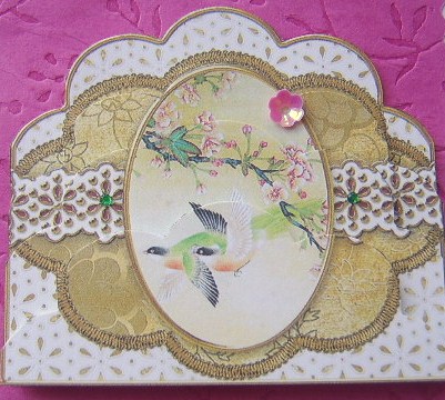 Oriental Birds 2 Anglaise Scallop Bottom Stacker by Davina Rundle