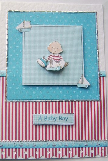 Sailor Boy 6x6 Square Card Front with Decoupage by Davina Rundle