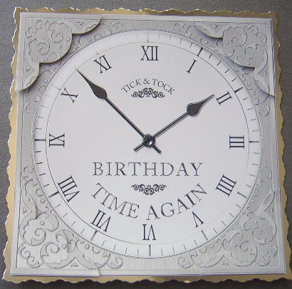 8 x 8 Birthday Clock Scalloped Corner Topper by Davina Rundle