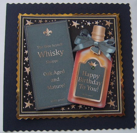 Birthday Whisky Quick Card with 3D Decoupage by Davina Rundle