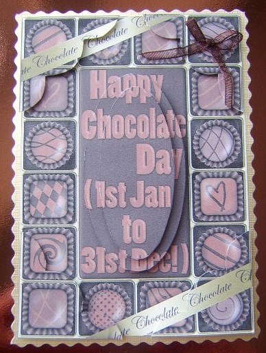 A5 Chocolate Greetings Scallop Corners N Pyramage by Davina Rundle