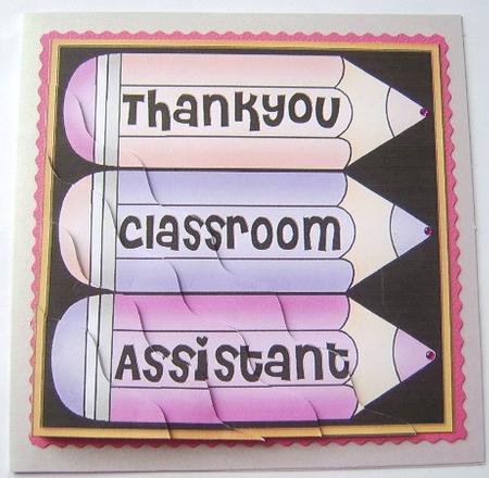 Thank You Classroom Assistant Pencils Wavy Corner by Davina Rundle