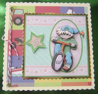 Wheelie Happy Birthday Bike Decoupage by Davina Rundle