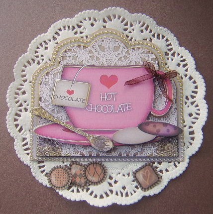 I Love Hot Chocolate Pink Cup 3D Decoupage Sheet by Davina Rundle