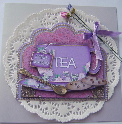 Lilac Tea Birthday Cup 3D Decoupage Sheet by Davina Rundle