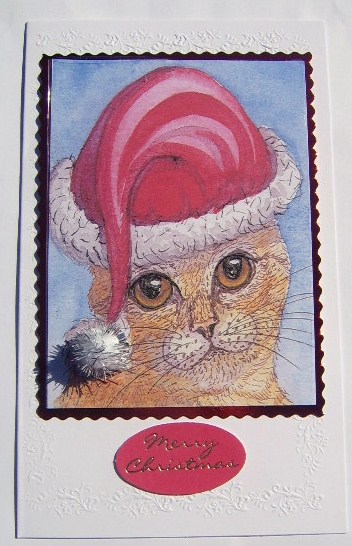 Ginger Cat in Her Holiday Hat by Davina Rundle
