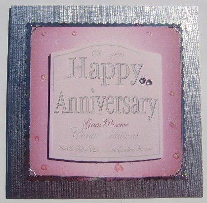 Anniversary Pink Champagne Label with 3D Decoupage by Davina Rundle