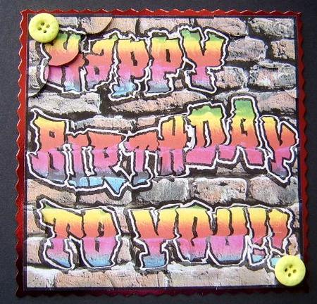 8 x 8 Graffiti Birthday Scalloped Corner Topper by Davina Rundle