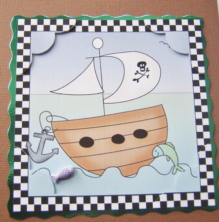 8 x 8 Pirates Ahoy Scalloped Corner Topper by Davina Rundle