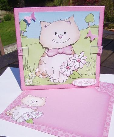 3D Ginger Cat Animated Moveable Wobble Head Card Kit by Davina Rundle