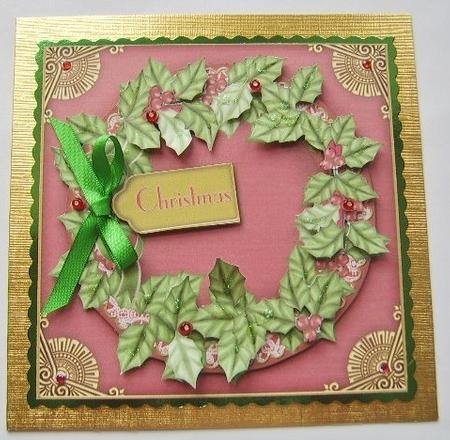 Christmas Red Holly Decoupage 3D Ring Sheet by Davina Rundle