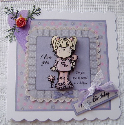 I Love You 'cos You Are as Sweet as a Lollipop 6x6 Card Fron by Davina Rundle