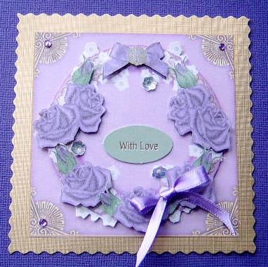 Purple Roses Plain Decoupage 3D Ring Sheet by Davina Rundle