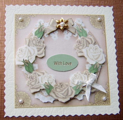 Coffee and Cream Roses Plain Decoupage 3D Ring Sheet by Davina Rundle