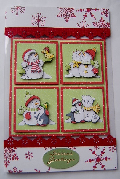 Snowy Friends 6x6 Square Card Front with Decoupage by Davina Rundle