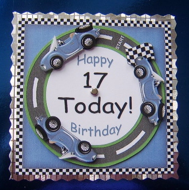 Blue Racing Car 17 Today! Decoupage 3D Ring Sheet by Davina Rundle