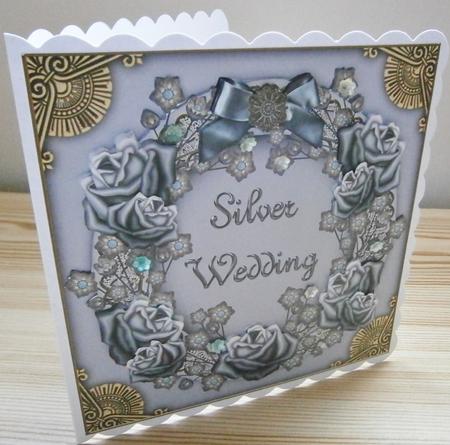 Silver Roses Silver Wedding Decoupage 3D Ring Sheet by Davina Rundle