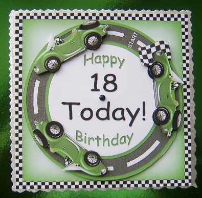 Green Racing Car 18 Today Decoupage 3D Ring Sheet by Davina Rundle