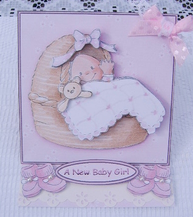 New Baby Girl Mini Easel Card by Davina Rundle