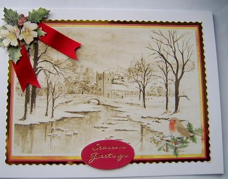2 Sepia Christmas Watercolour Toppers by Davina Rundle