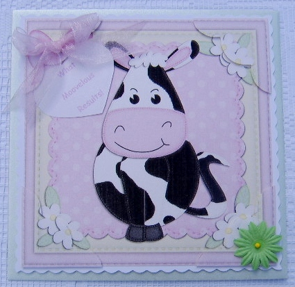 8 x 8 Milly Moo Cow Scalloped Corner Topper by Davina Rundle