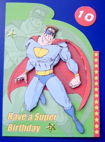 Superhero Shaped Birthday Card (green) - A5 by Davina Rundle
