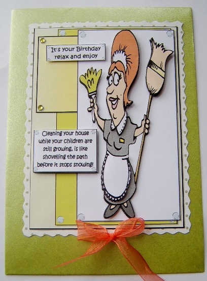 Busy Lizzie Gives Cleaning Advice Decoupage by Davina Rundle