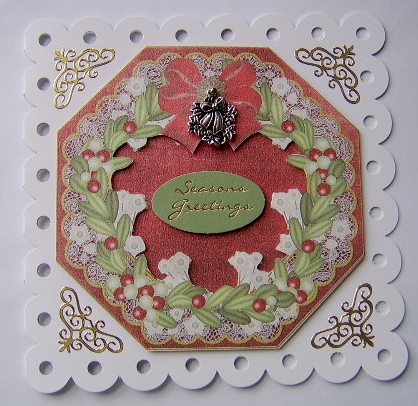 Mistletoe Red Lace Octagon 8inch Picture Sheet by Davina Rundle