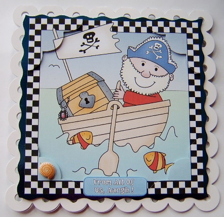 8 x 8 Pirates Ahoy Scalloped Corner Topper by Davina Rundle
