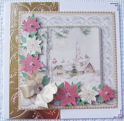 Winter Pub Gold Poinsettia Decoupage Step by Step Sheet by Davina Rundle