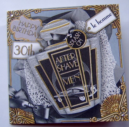 Mens Grey Aftershave 30th Birthday 5in Cut and Fold Card by Davina Rundle