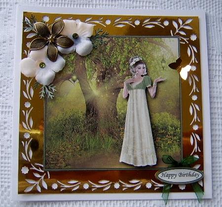 The Enchanted Wood 8x8 Card Front with Decoupage by Davina Rundle