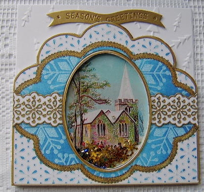 Christmas Service Anglaise Scallop Card Front Frame by Davina Rundle