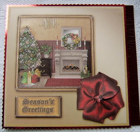 Christmas by the Fire 8in x 8in Decoupage by Davina Rundle