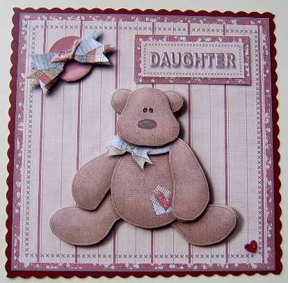 Daughter or Mum Mummy Bear Square Card Front by Davina Rundle