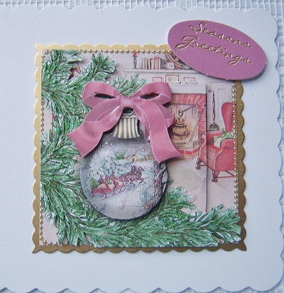 Sleighride Fireplace Bauble Decoupage Step by Step Sheet by Davina Rundle