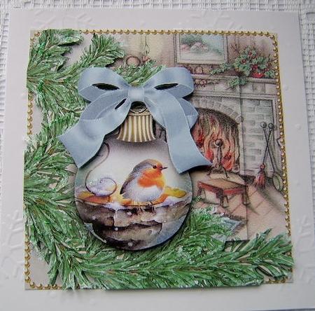 Robin Blue Fireplace Bauble Decoupage Step by Step Sheet by Davina Rundle
