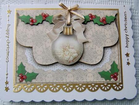 Cream Village Church 1 Bauble Decoupage Step by Step Sheet by Davina Rundle