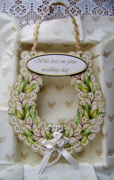 Golden Lilies Wedding Horseshoe Keepsake or Toppers by Davina Rundle